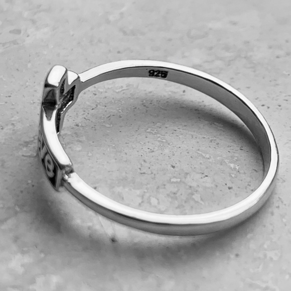 Sterling Silver Believe Sideway Cross Ring, Religious Jewelry, Silver Rings - Picture 7 of 8